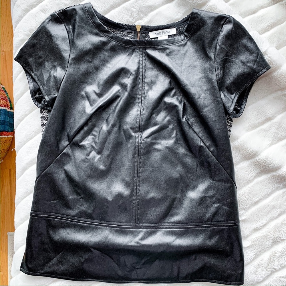 WHBM Faux Leather Peplum Top